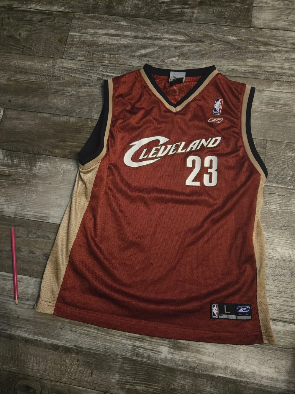 Reebok Cleveland Maroon and Tan #23 Basketball Jersey